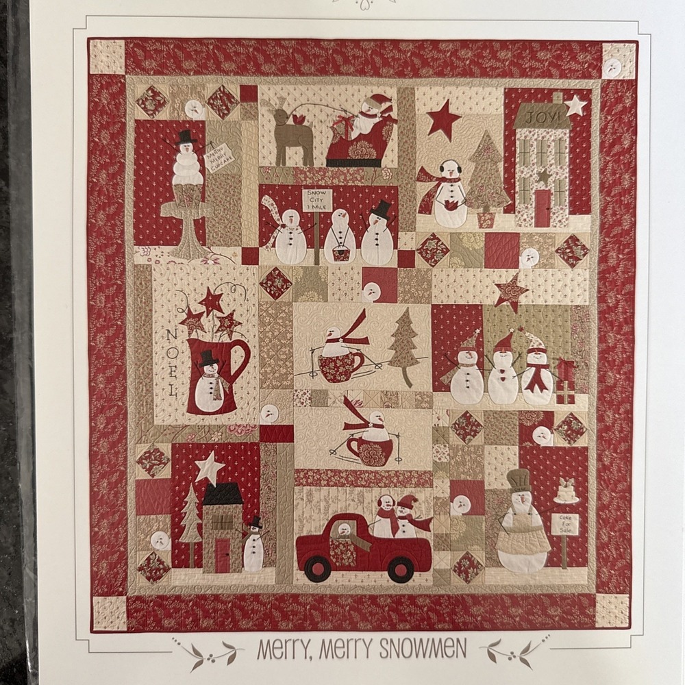 Uncut Bunny Hill Designs MERRY MERRY SNOWMEN Quilt Pattern #2035 Size 62" x 66"